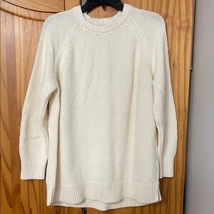 OLD NAVY 100% COTTON SWEATER MENS L CREAM CREW NECK RAGLAN SLEEVES SIDE SLITS